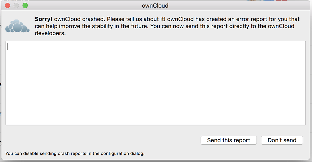 Owncloud won't start - Send Crash Report - Desktop - ownCloud Central