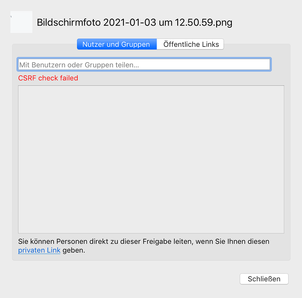 Csrf check failed when trying to share files desktop owncloud central