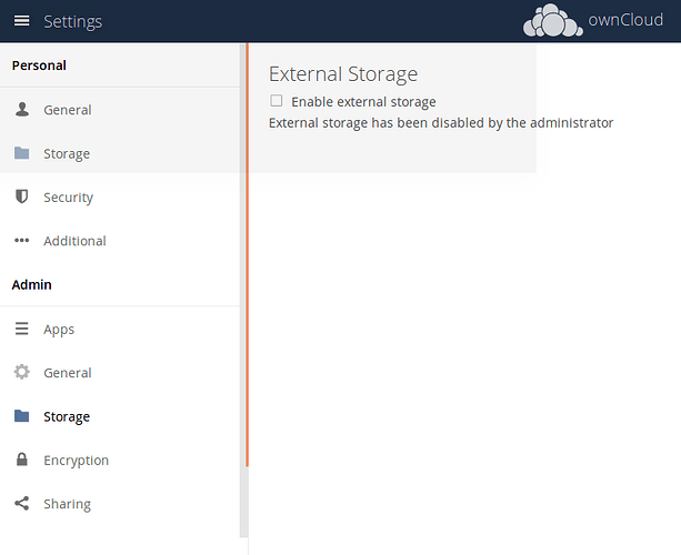 External storage - switched on or off? - Server - ownCloud Central