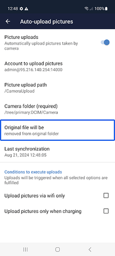 Auto-upload settings