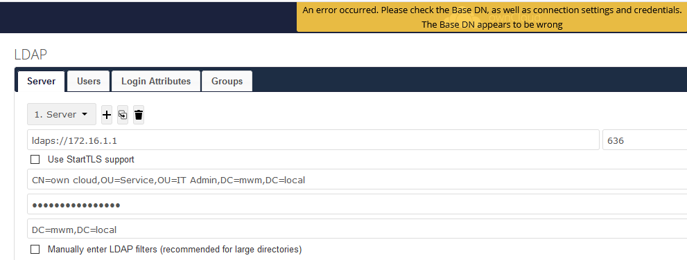 Cannot Connect To LDAP Server Server OwnCloud Central